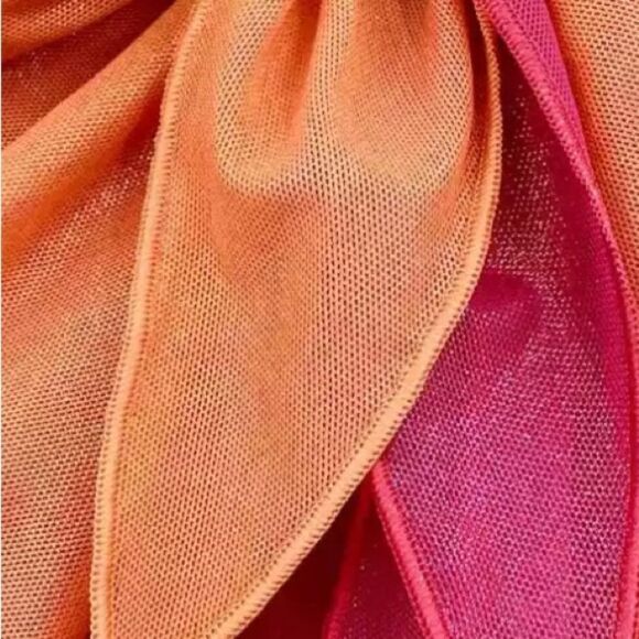 NWT OSEREE SWIMWEAR | Lamé Double Mini Pareo Skirt In orange & Fuscia  Size M/L - Picture 6 of 10